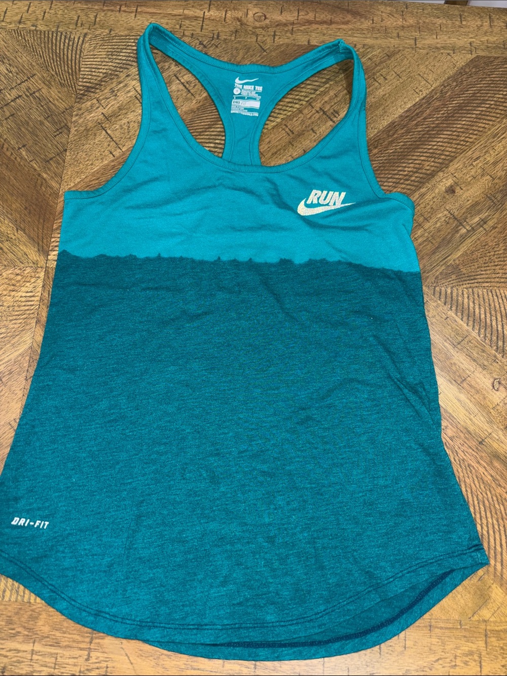 Nike Teal Two-Tone Racerback Run Tank Top